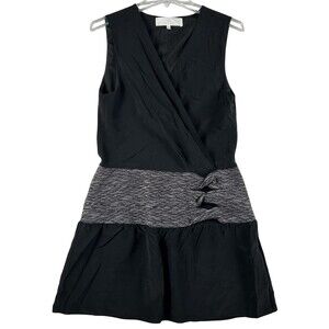 Thakoon Addition Dress Womens 8 Black Wrap Sleeveless Silk Waist Fit Flare